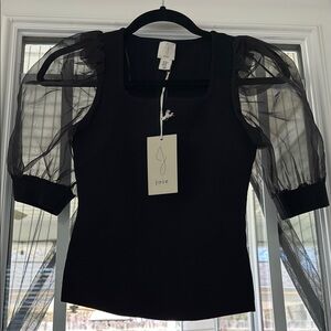 Joie Black Sheer Sleeve Top